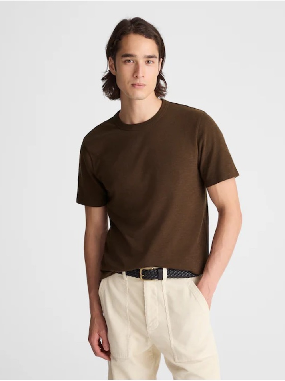 Madewell Heavyweight Slub Cotton Tee In Dark Mocha Size M NWT